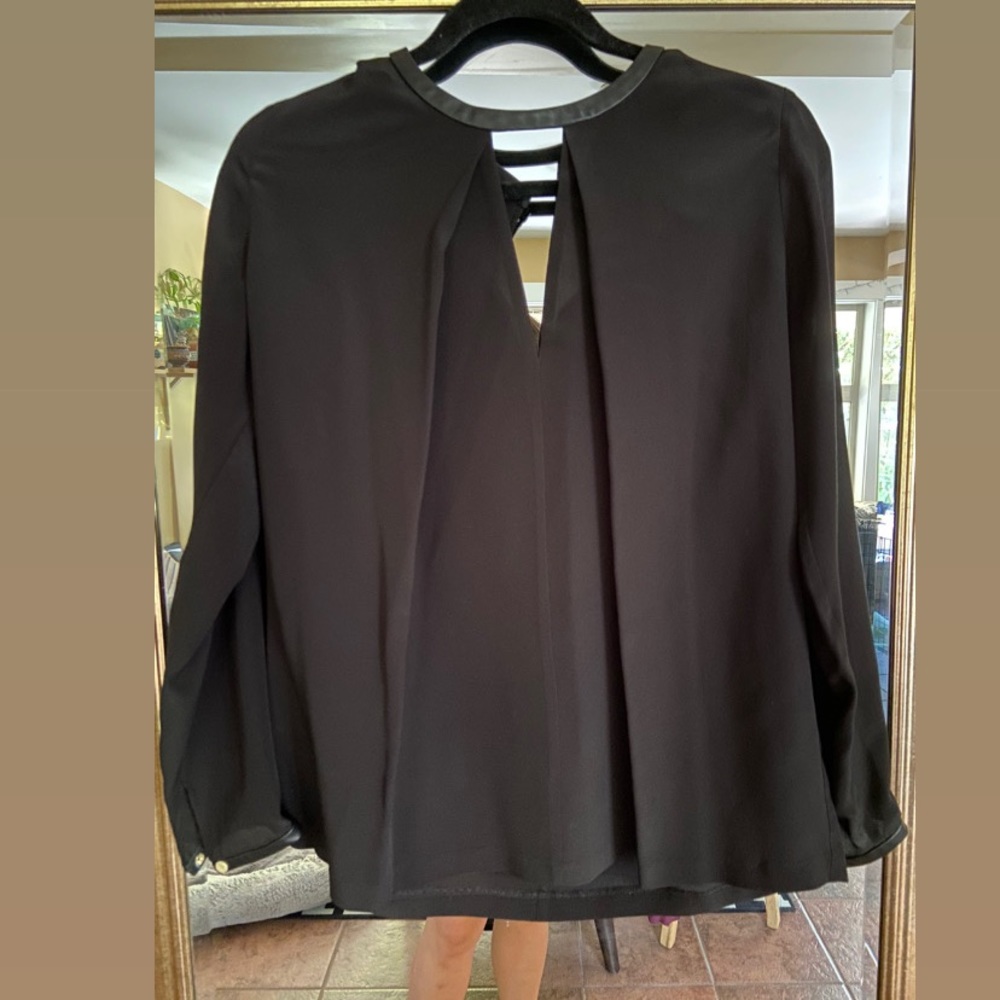 Silk with Leather Trim Blouse